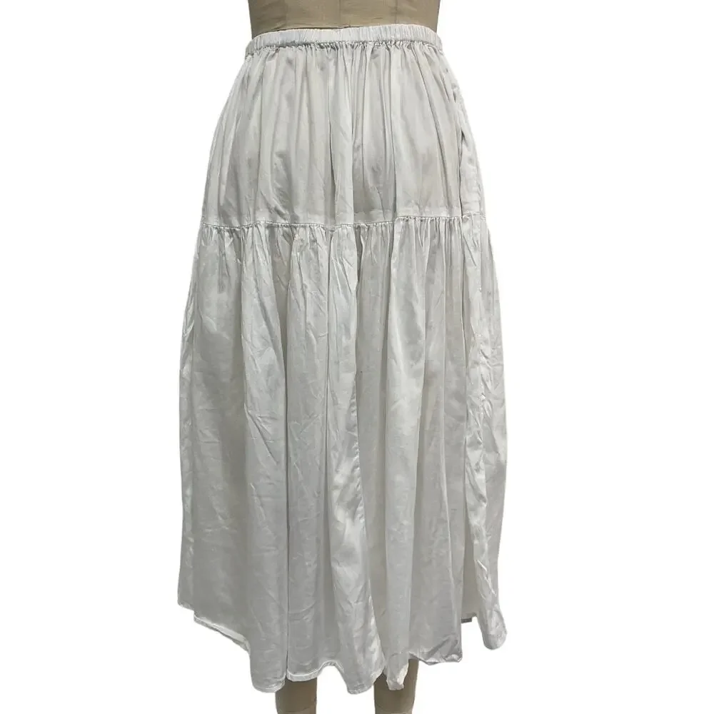 Enza Costa Tiered White Maxi Skirt Size 0 / XS - Picture 3 of 5